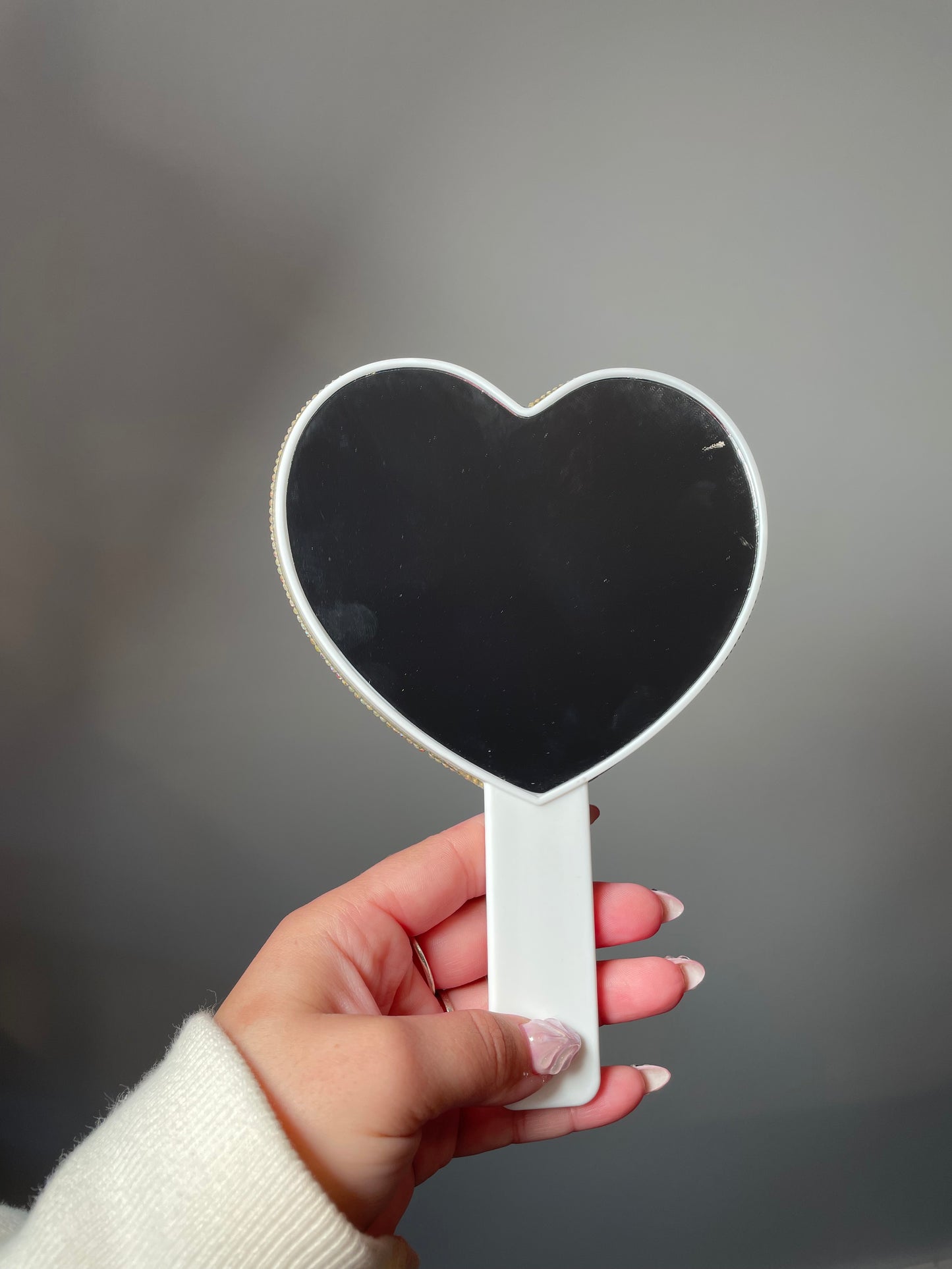 Bedazzled heart shaped mirror